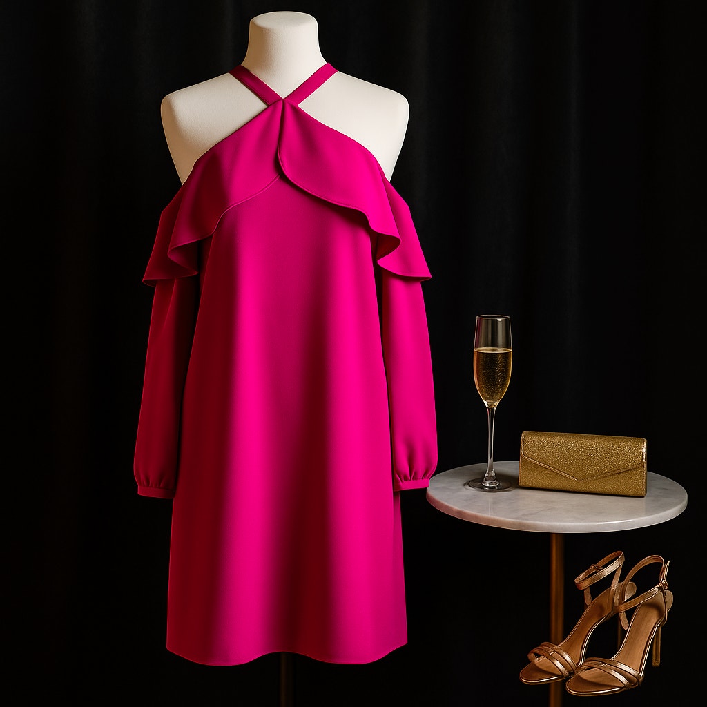 Lilly Pulitzer Berry Sangria Pink Abrielle Dress Cold Shoulder Long Sleeve Women's Size 10