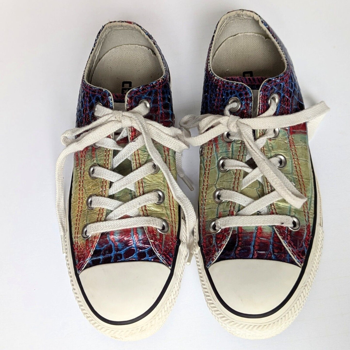 Converse Chuck Taylor All Star Limited Edition Metallic Croc Skin Sneakers – Unisex Men 3 / Women 5 – Rare Statement Pair