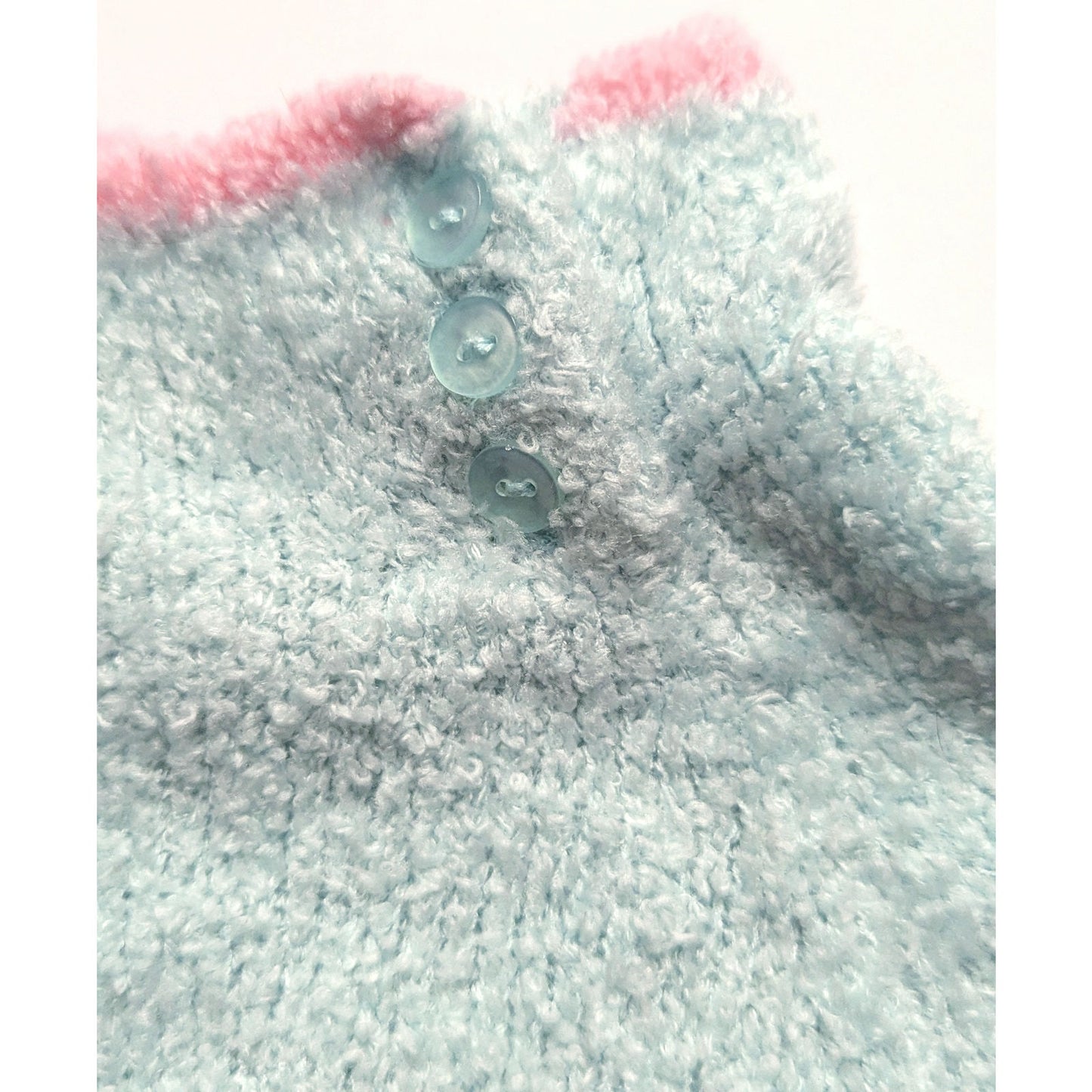 Hartstrings Vintage 1990s Light Blue Chenille Pink Heart Sweater | Baby Size 24M