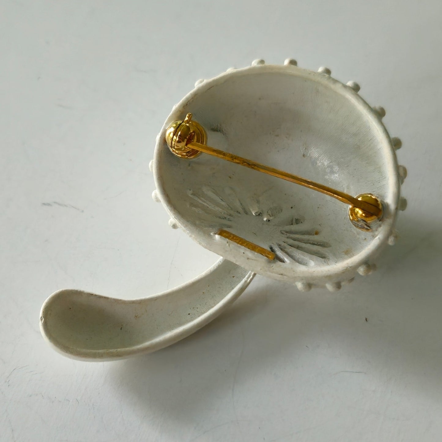 Vintage Monet White Mushroom Brooch