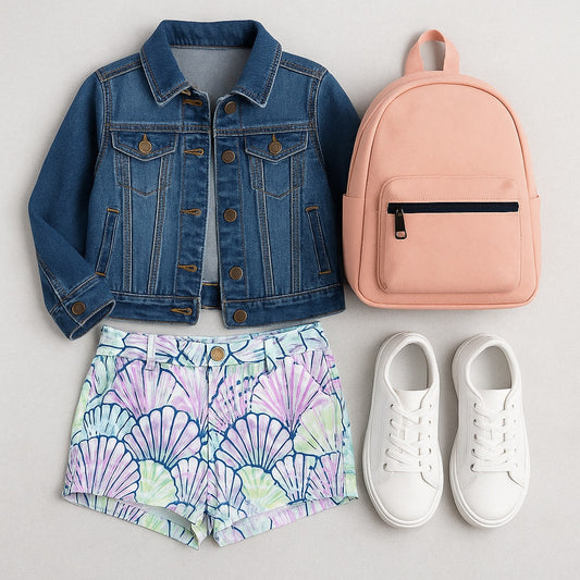 Lilly Pulitzer Girls Shello Seashells Multicolored Adjustable Shorts | Size 14