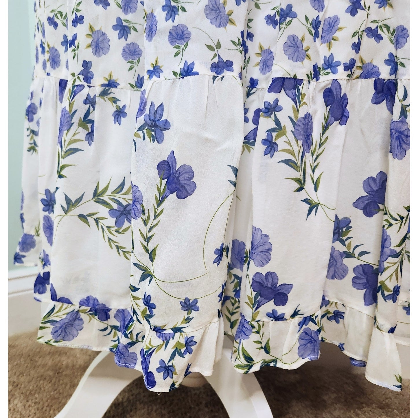 Shoshanna Helena Dress | Blue Floral Midi | Size 8 | Sleeveless Lightweight Viscose