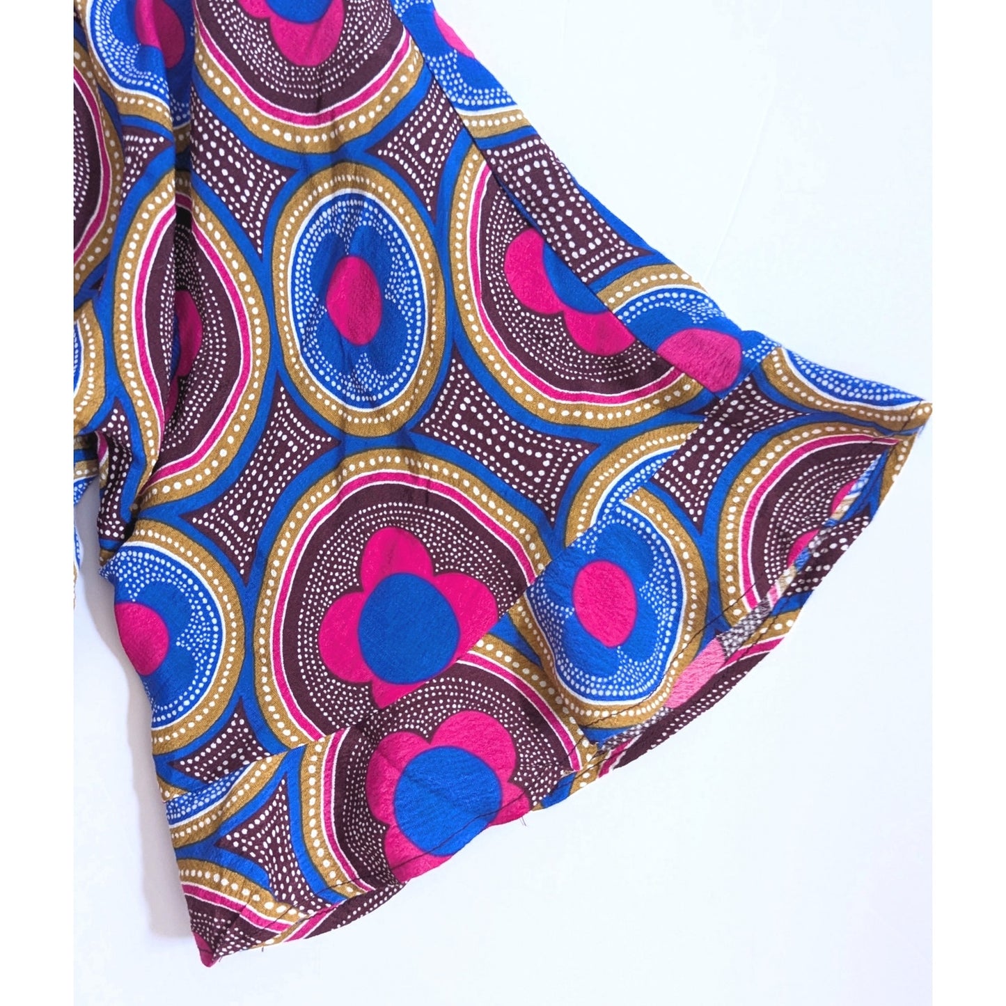 Anthropologie Maeve Miro Dolman Blouse – Retro Mod Silky Top Pink Blue | Women's Size XS