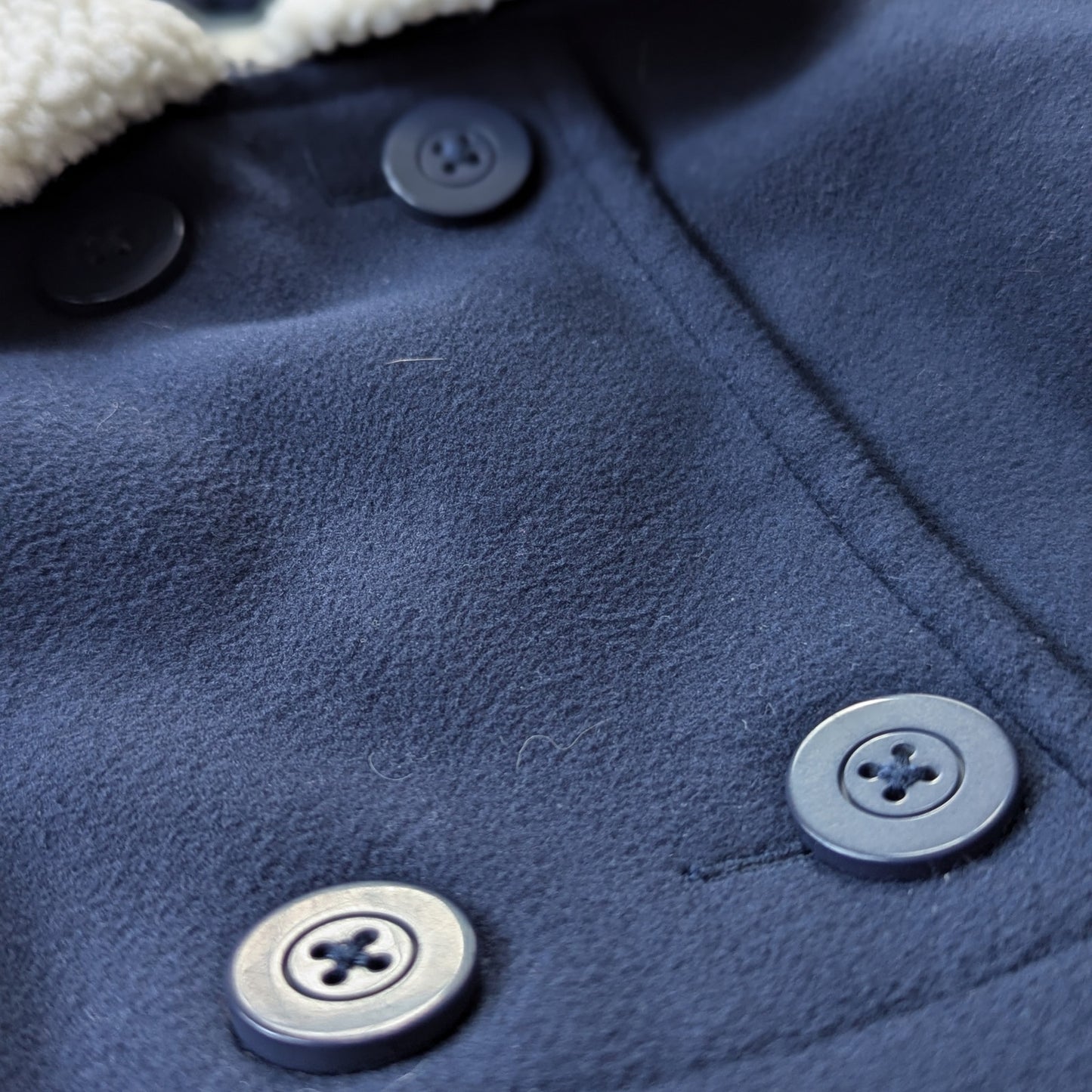 OshKosh B’Gosh Girls Navy Double Breasted Faux Wool Coat with Shearling Collar – Size 6 / 6X