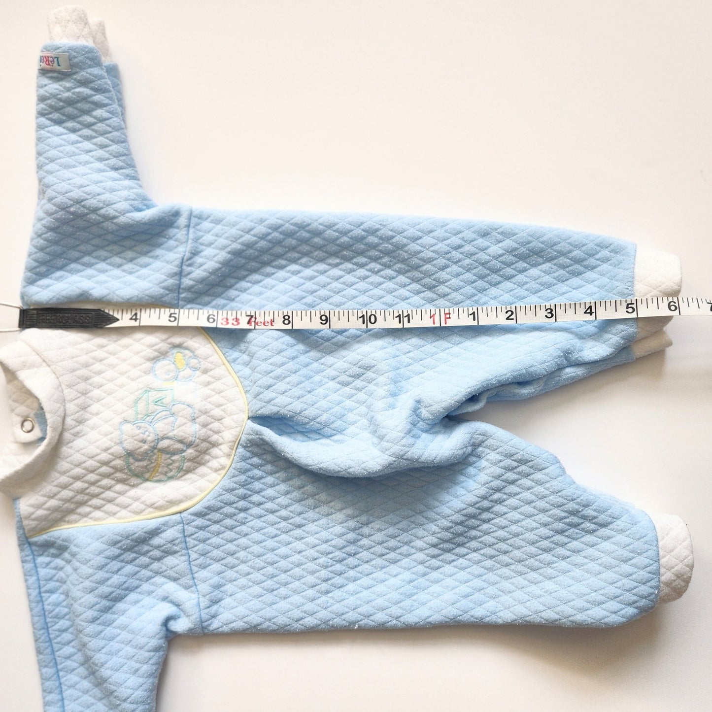 Vintage 1980s LéRoi Kov.R.Alls Blue Quilted Baby Sleeper | Teddy Bear & Duck Embroidery | Size 0-3 Months | Made in USA