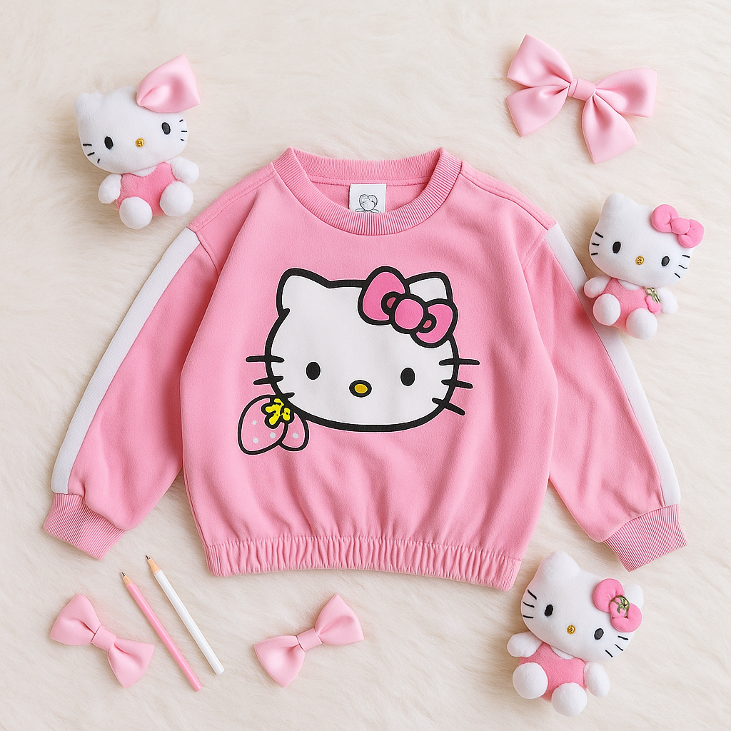 Hello Kitty by Sanrio Girls Pink Strawberry Sweatshirt Size 5