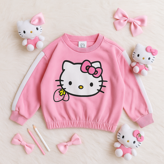 Hello Kitty by Sanrio Girls Pink Strawberry Sweatshirt Size 5