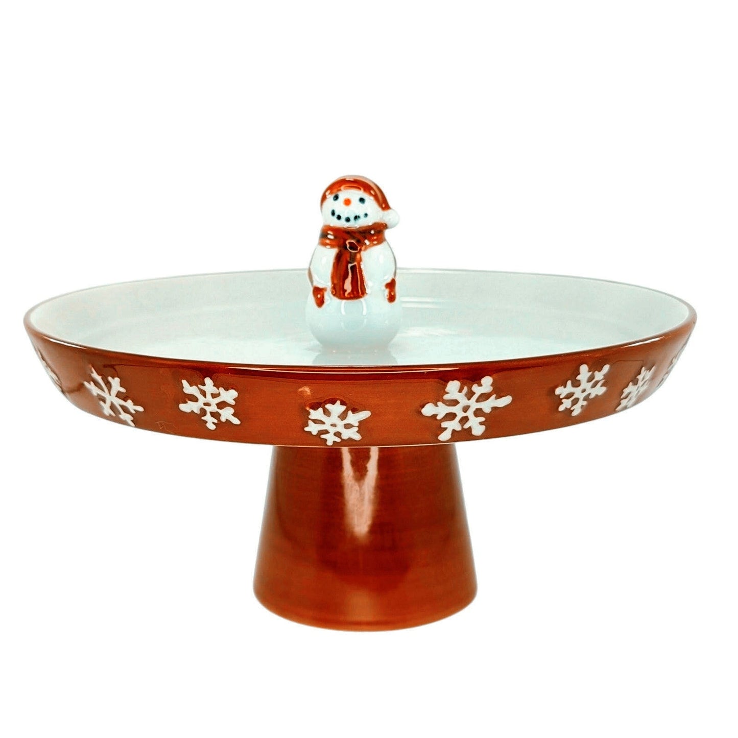🎄 St. Nicholas Square Yuletide Collection Snowman Pedestal Tray – Vintage 2000s Christmas Servingware 🎄