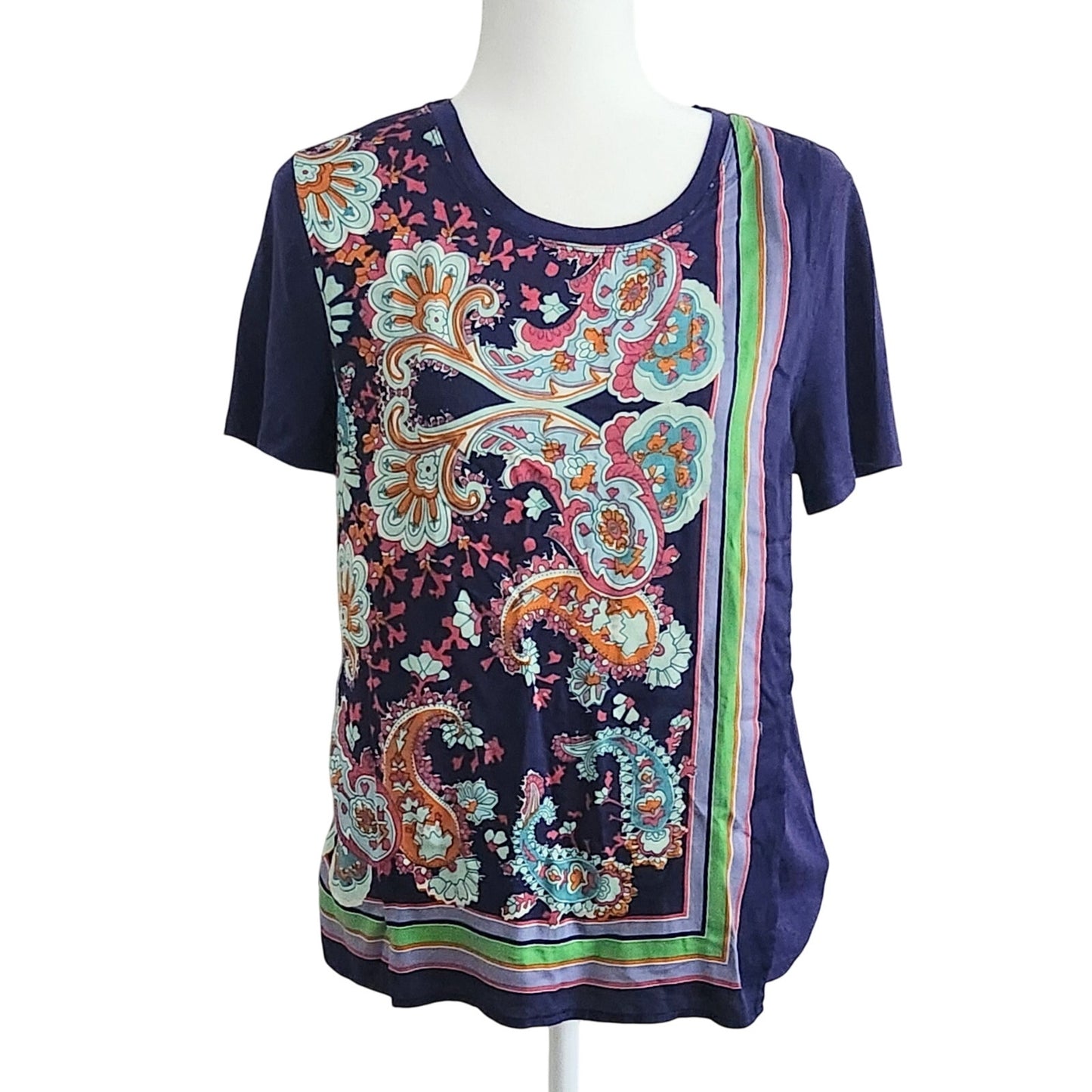 Maeve for Anthropologie Maddie Printed Paisley Top | Purple Multicolor | Women's Size S