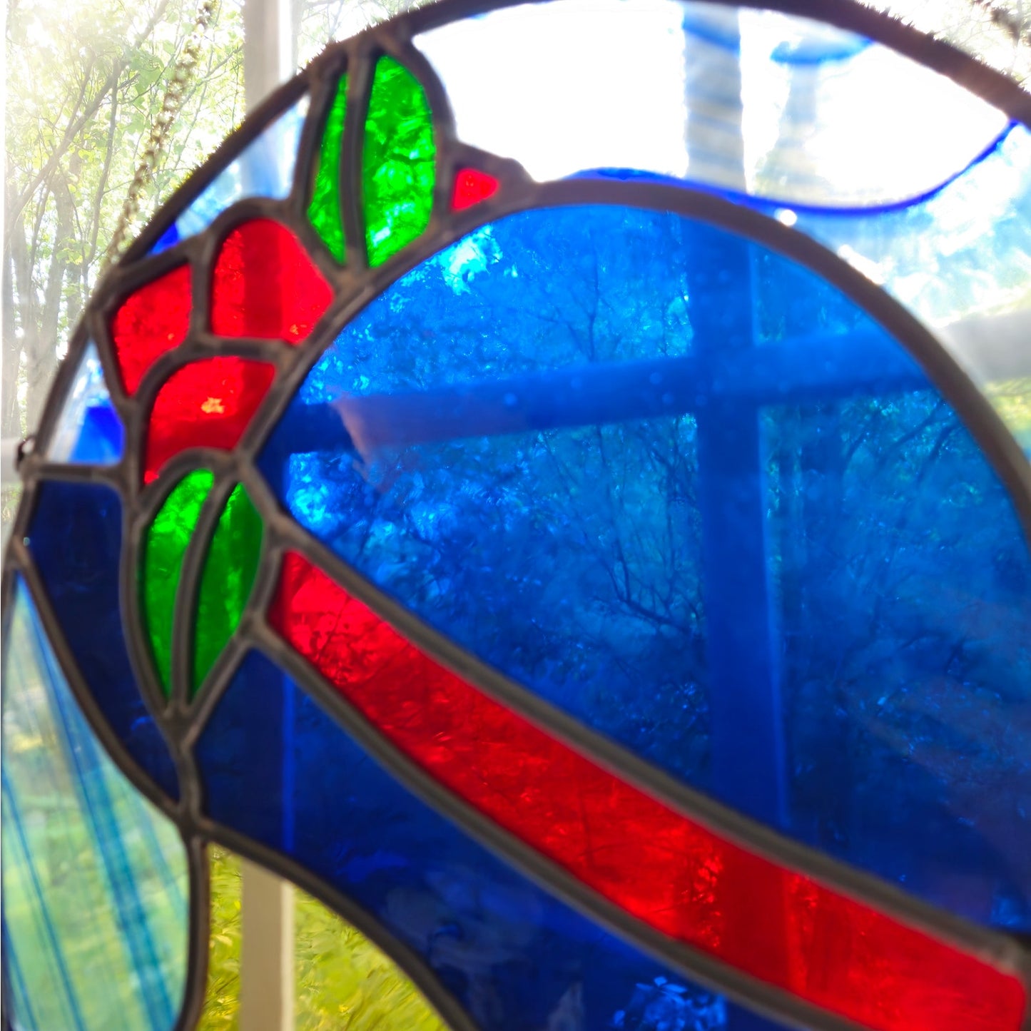 Vintage Art Deco Style Stained Glass Lady Window Hanging