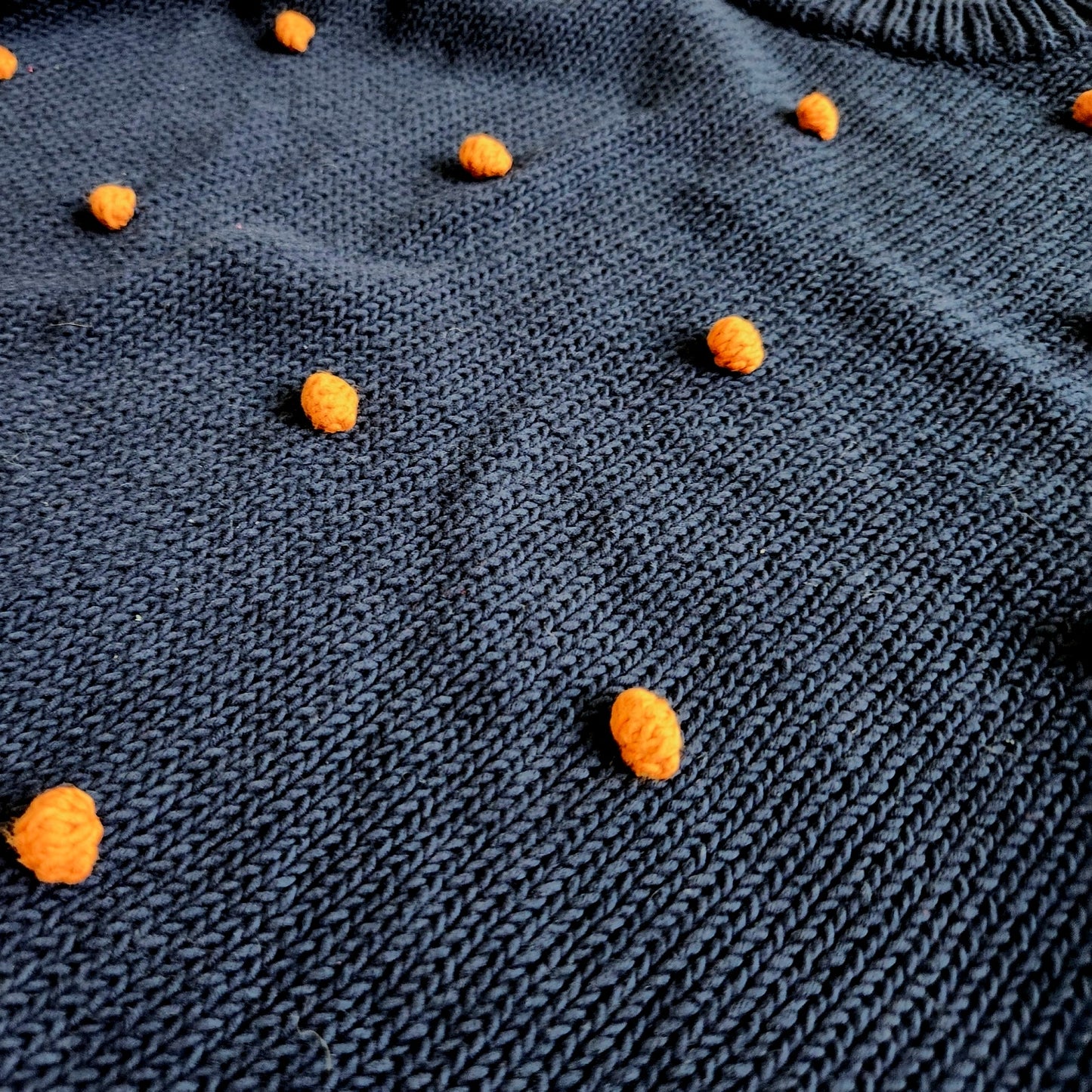 Madewell Wellesley Bobble Pullover Sweater Navy & Orange Pom-Pom | Women's M