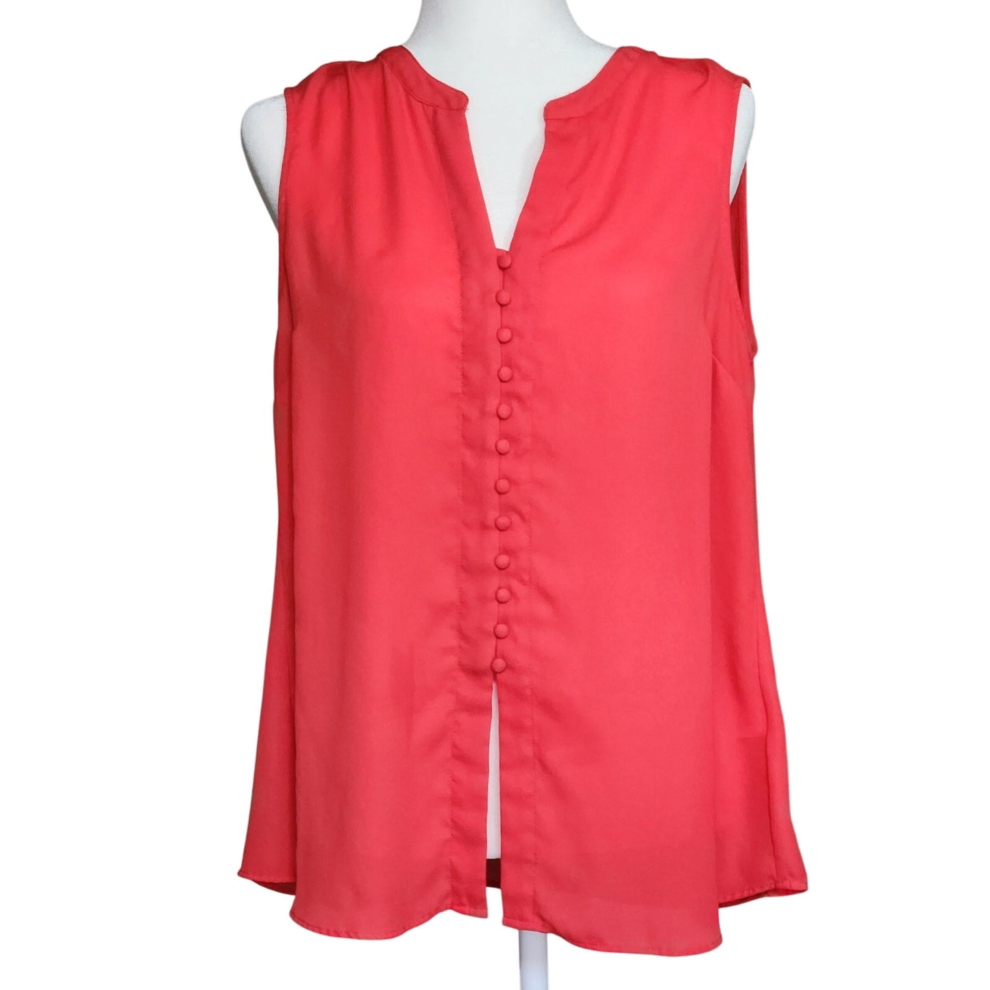 Rose & Olive Women's Orange Sleeveless Keyhole Lightweight Blouse Size L