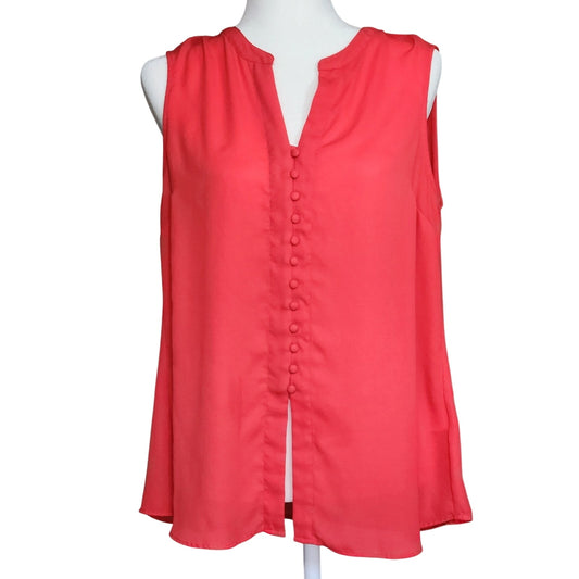Rose & Olive Women's Orange Sleeveless Keyhole Lightweight Blouse Size L