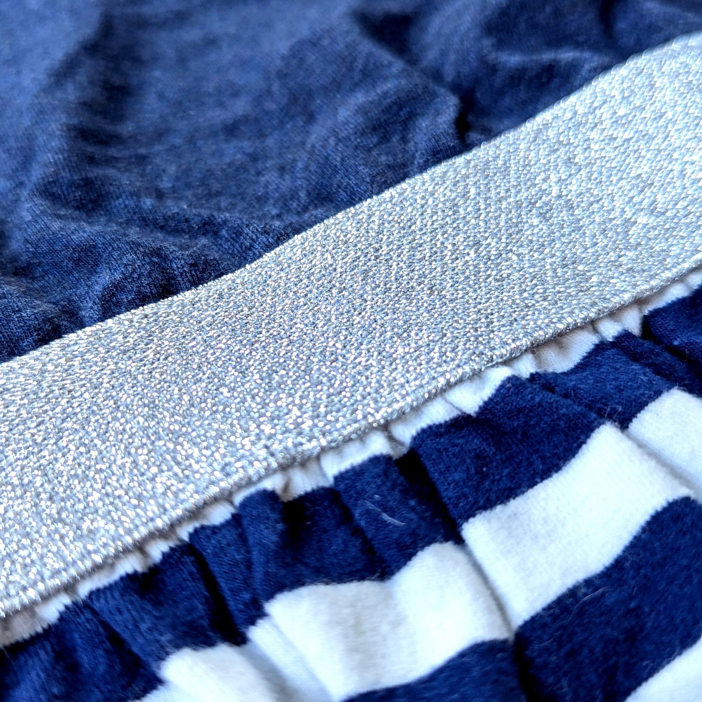 Tooby Doo Party Play Dress Blue Stripes Dress Silver Sparkle Belt Size 18-24 mos