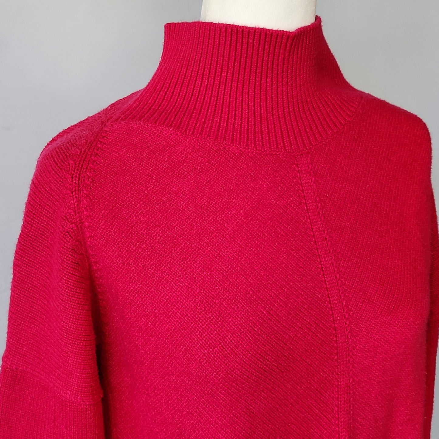 Crystal Mock Neck Pullover Sweater | Raspberry Pink | Women's M