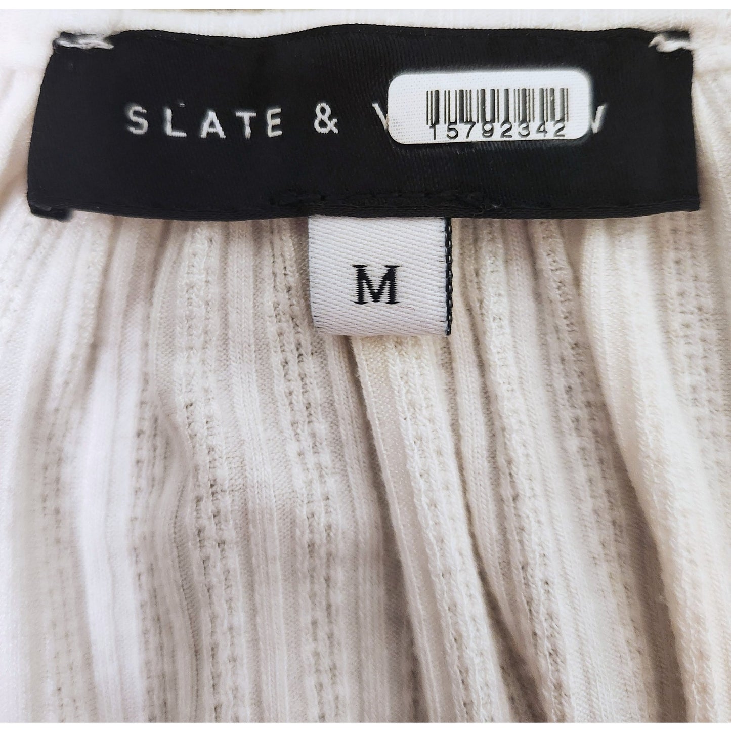 Slate & Willow White Smocked Peplum Top Puff Sleeve Rayon Scoop Neck Blouse | Women's Size M