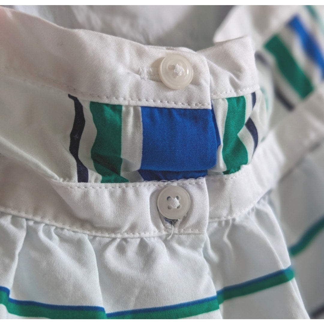 Janie and Jack Meadow Green & Blue Striped Poplin Halter Dress Size 6-12 months