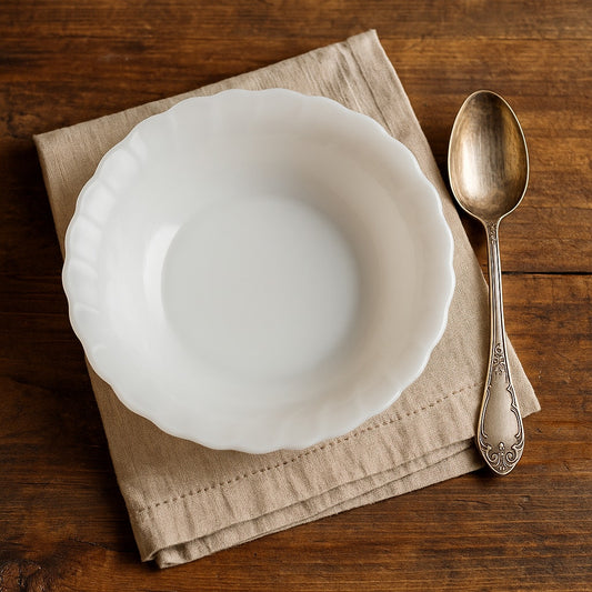 1950s 6” Milk Glass Bowl | White Opalescent Swirl Princess Pattern