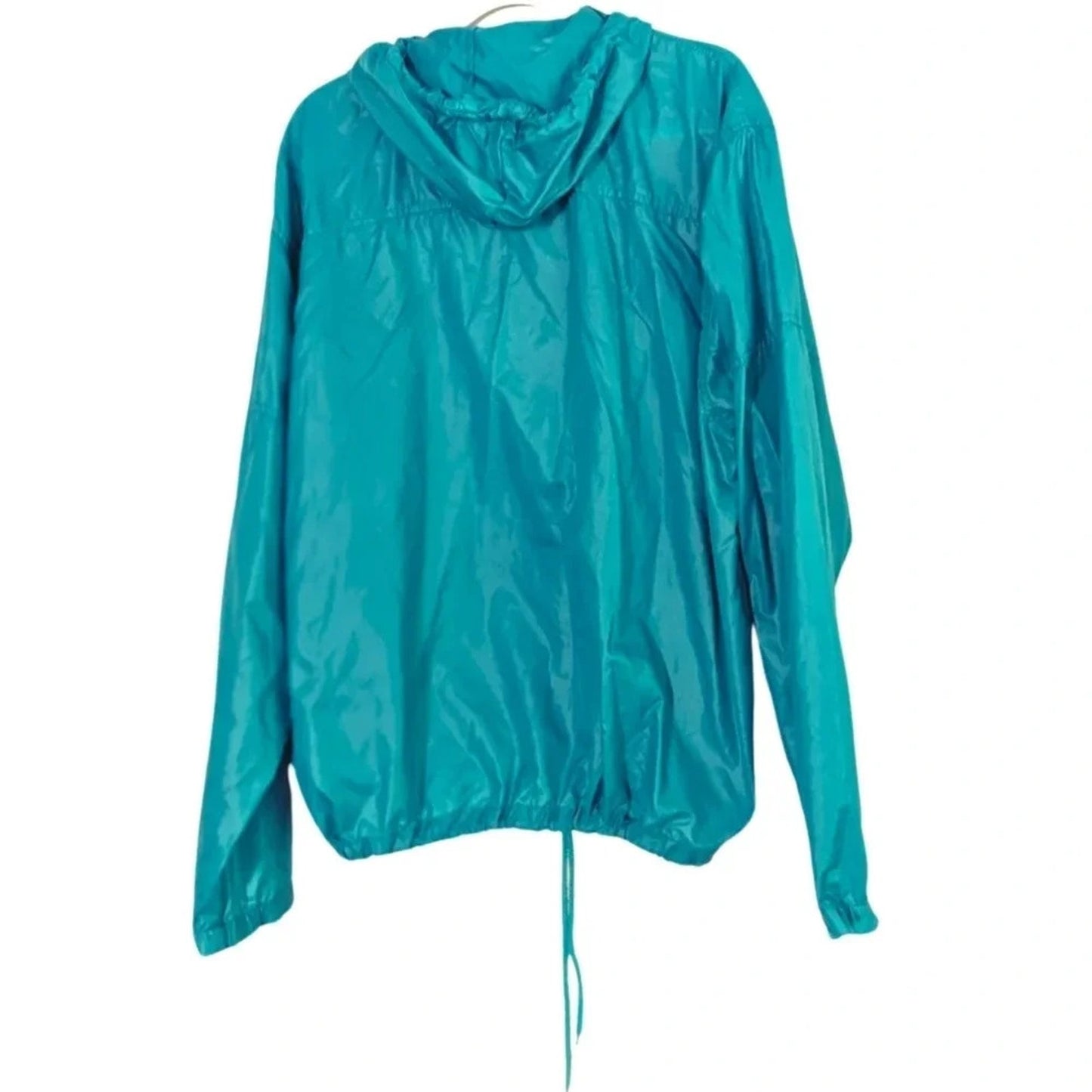 Vintage 80s Lacoste Teal Windbreaker Jacket | Size Large | Retro Nylon Pullover Hoodie