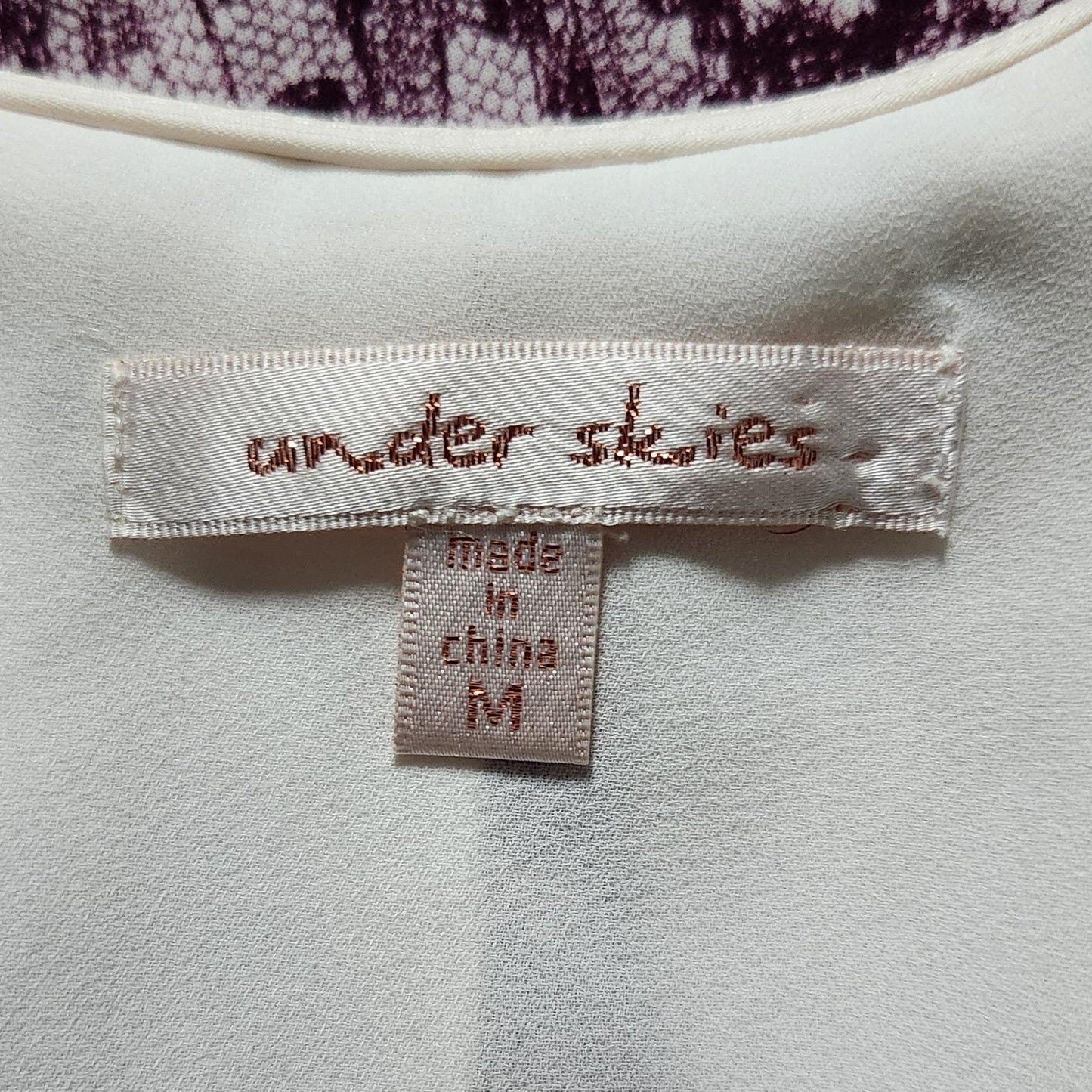 Under Skies Women’s Short Sleeve Purple Lace Print Blouse | Lightweight Pleated Top | Women's Size M