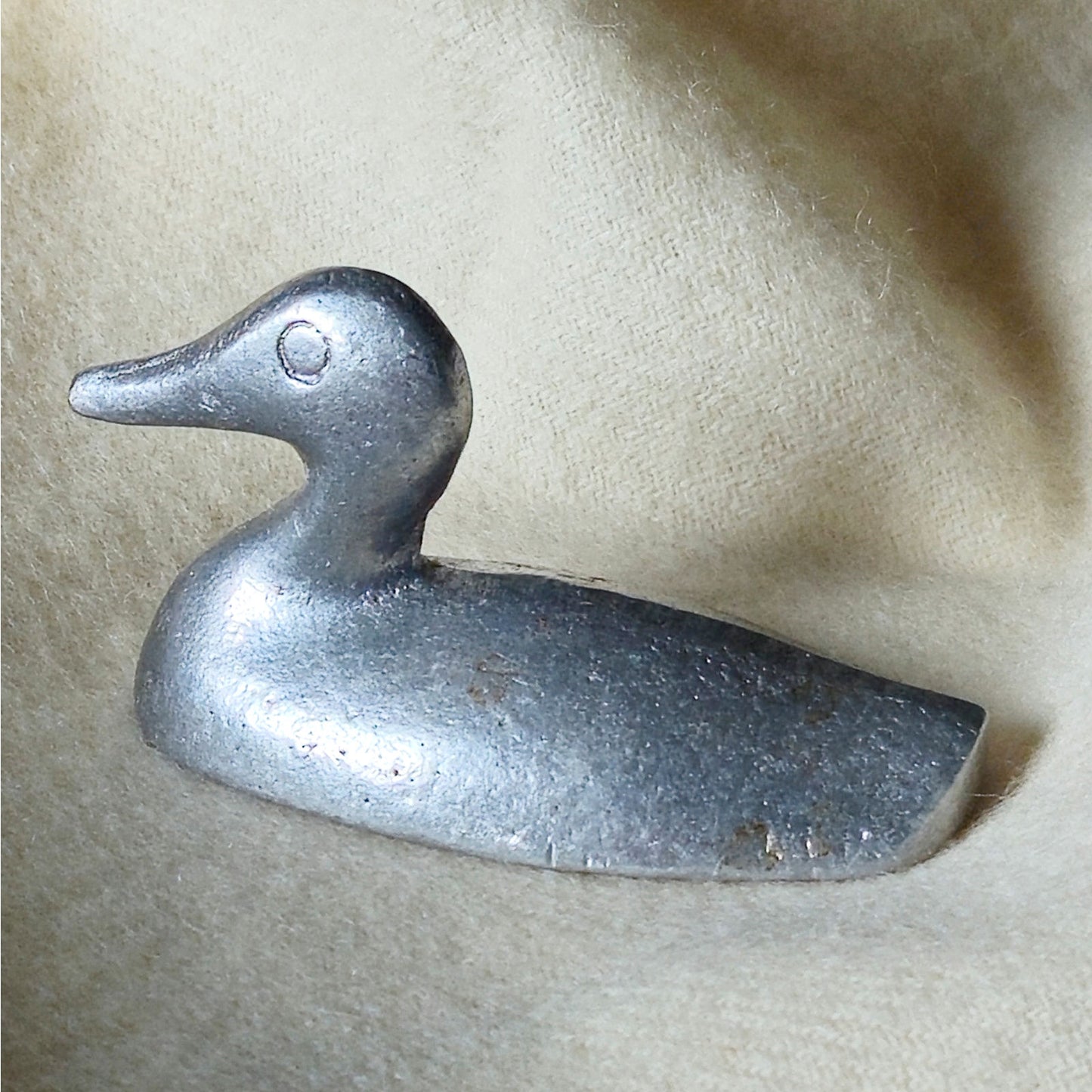 Mini Mid Century Aluminum Duck | 1960s Modernist Silver Sculpture | Tiny Shelf Accent