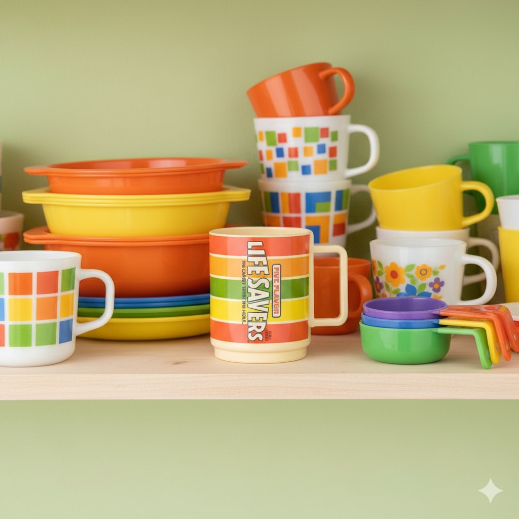 Vintage 1980s Lifesavers Five Flavor Promotional Mug – Retro Plastic Candy Cup – Bright Rainbow Home Kitchenware – Collectible Advertising Mug