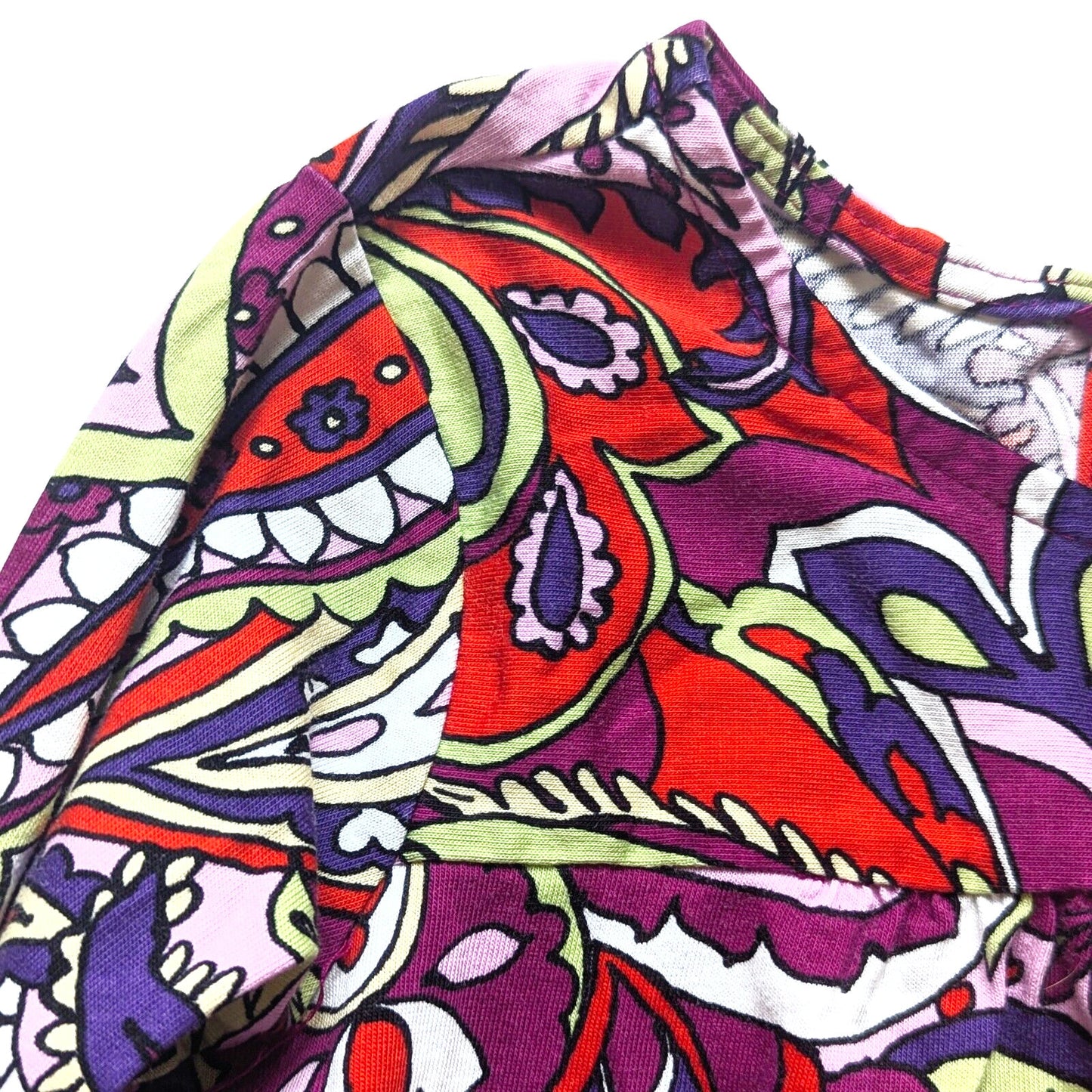 Hanna Andersson Girls Mod Paisley Long Sleeve Dress | Size 120 (6–7) | Retro Red Purple Green | Cotton