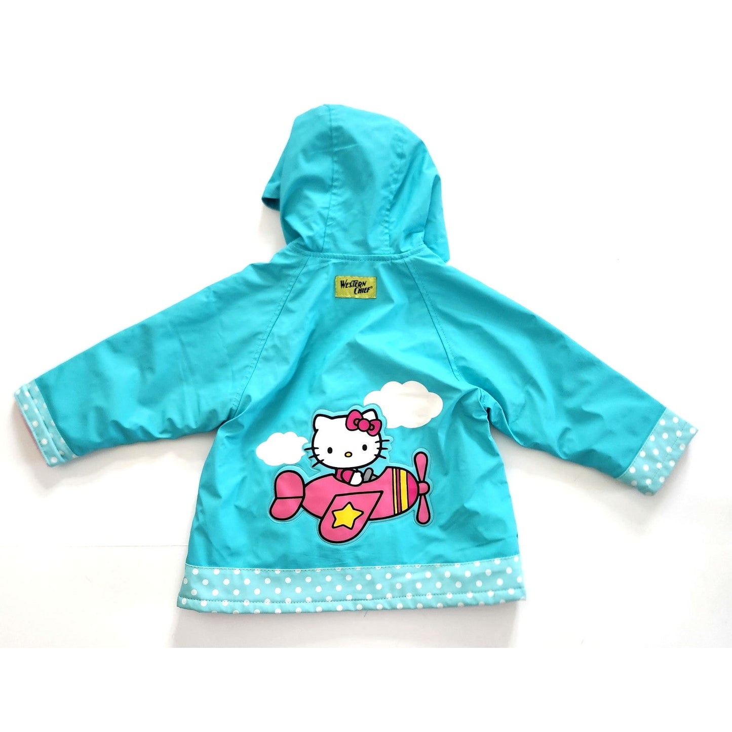 Western Chief Sanrio Hello Kitty in Flight Raincoat – Toddler Girls 2T, Turquoise with Pink Accents, Fleece Lined