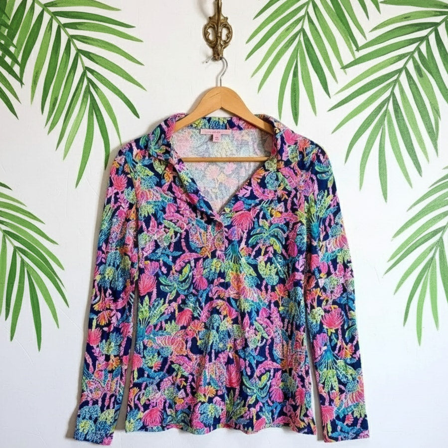 Lilly Pulitzer “Seen & Herd” Cozy Cloud Jersey Top | Oyster Bay Navy | Women's XS