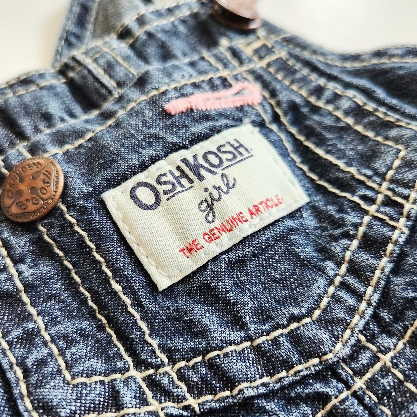 Oshkosh B'Gosh Pink Floral Gingham Eyelet Skirted Overalls | Baby Size 12 months