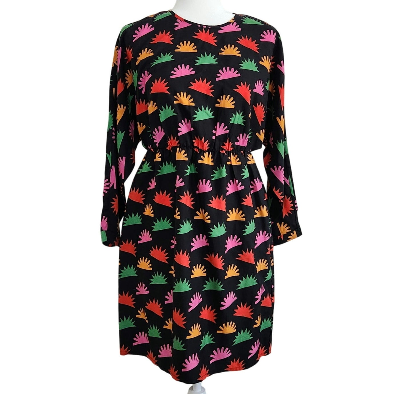 Stella McCartney Girls Black Colorblock Sunburst Print Hedgehog Dress Size 14