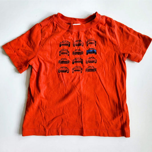 Hanna Andersson Kids Summer Transportation Tee Tangy Red Cars T-shirt Size 5 | 110 cm