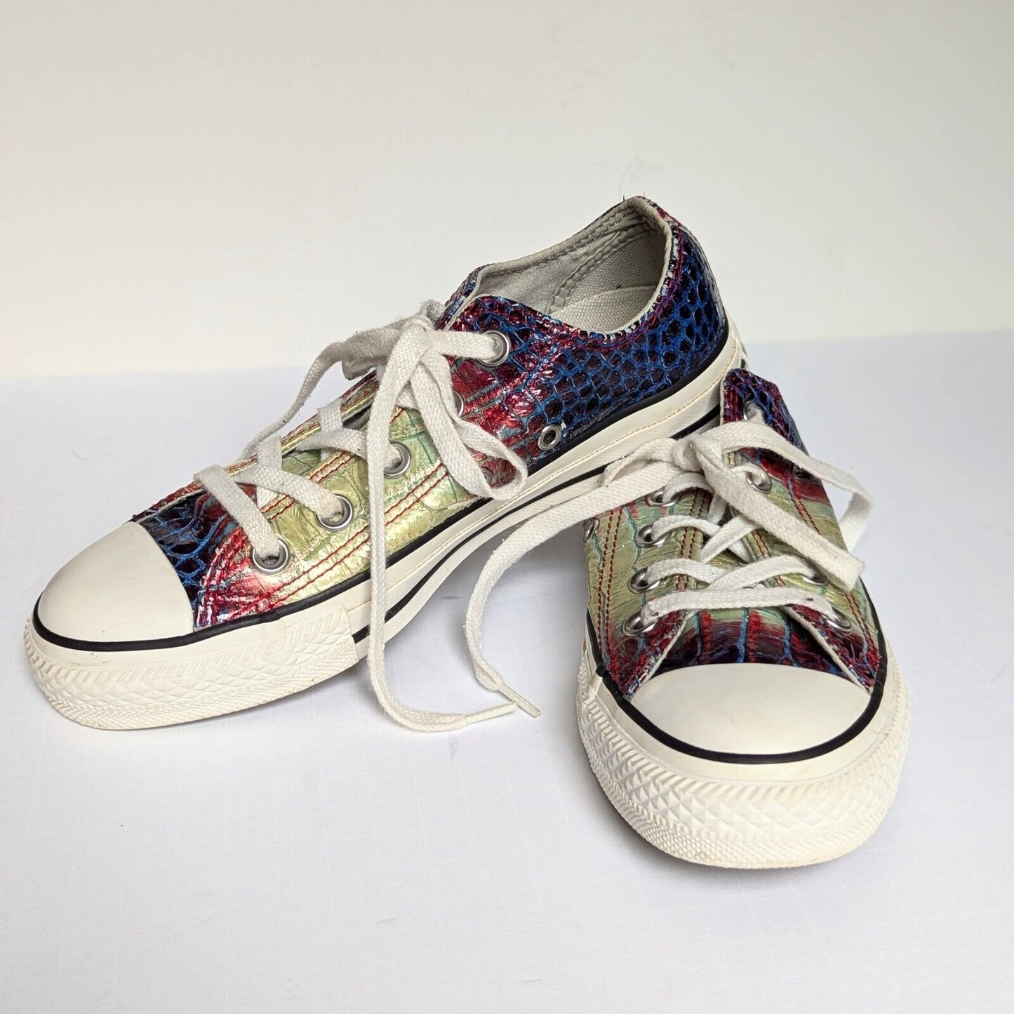 Converse Chuck Taylor All Star Limited Edition Metallic Croc Skin Sneakers – Unisex Men 3 / Women 5 – Rare Statement Pair