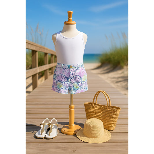 Lilly Pulitzer Girls Shello Seashells Multicolored Adjustable Shorts | Size 14
