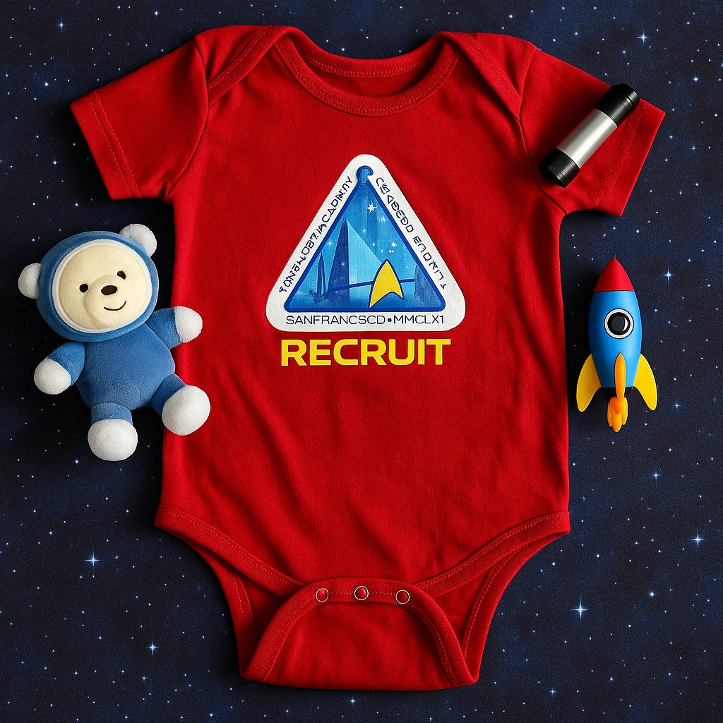 Rabbit Skins Baby Bodysuit | NASA Starfleet Academy Graphic | Red | Size 24 M