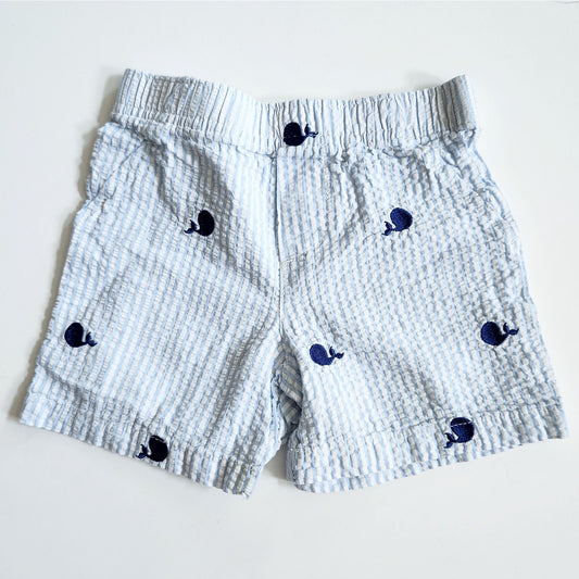 Nursery Rhyme Play Blue & White Striped Seersucker Whale Shorts Size 18 Months
