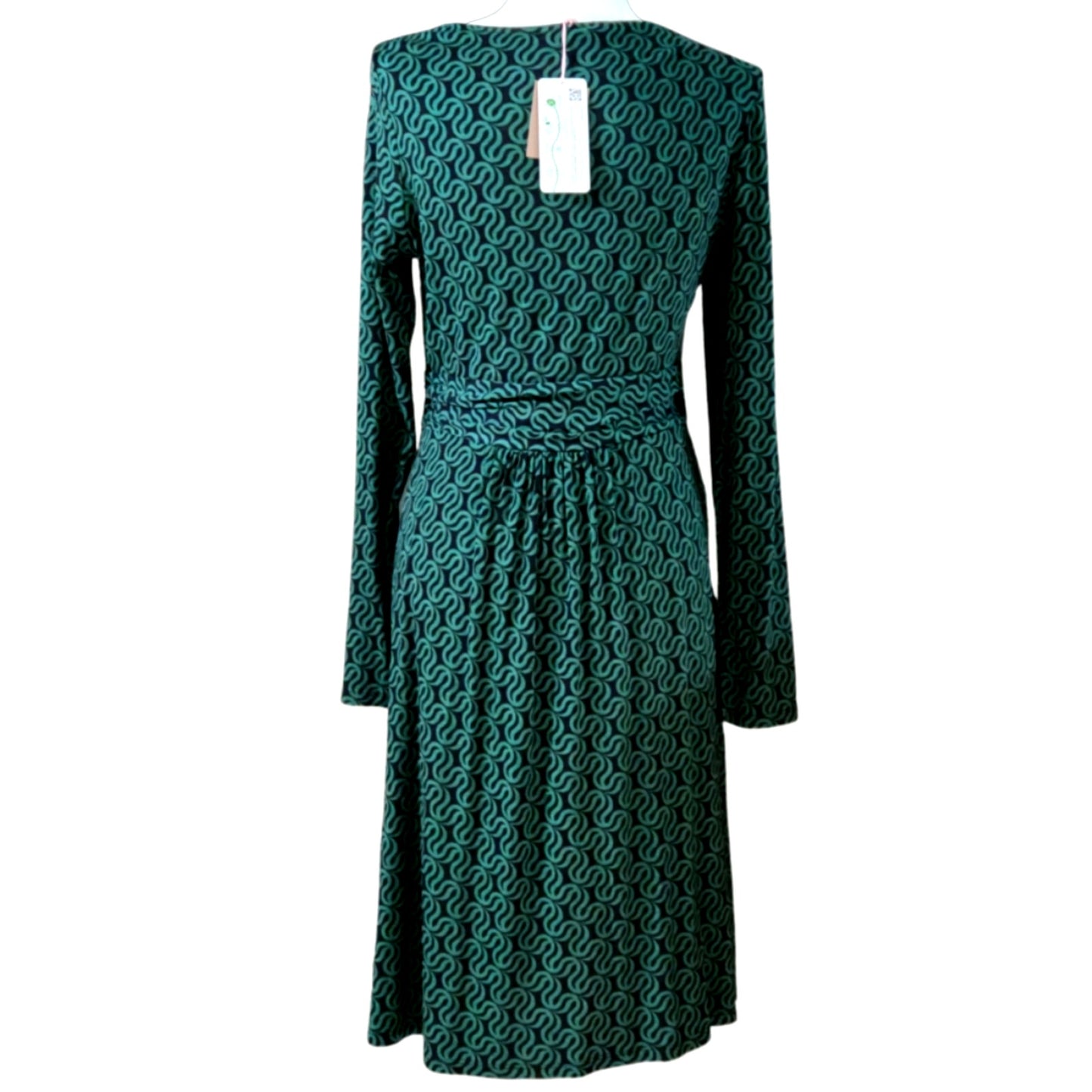 Abigail Long Sleeve Green Geo Jersey Dress | NWT | Women's US 8 UK 12