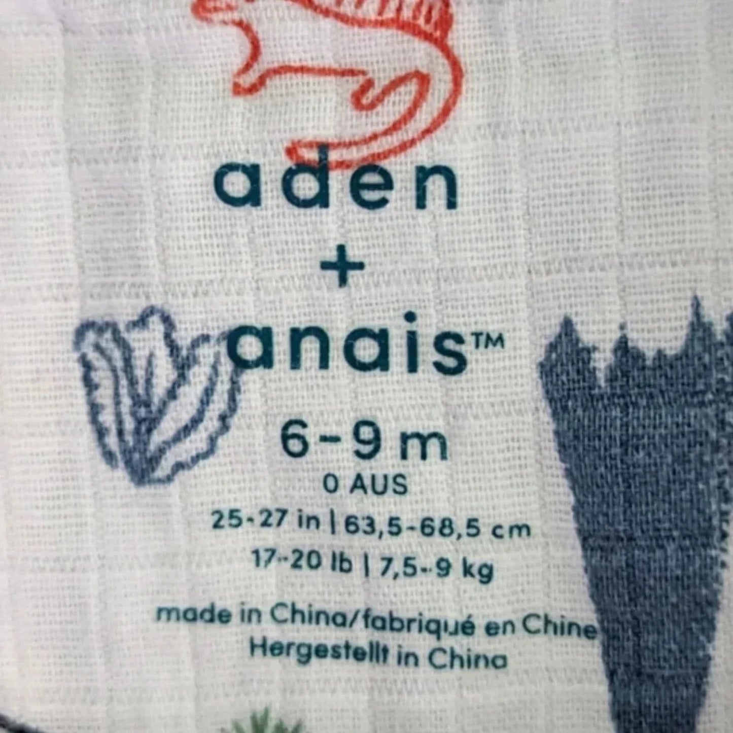 Dinotime Infant Long Sleeve Muslin Footie Zippy | Size 6-9 Months