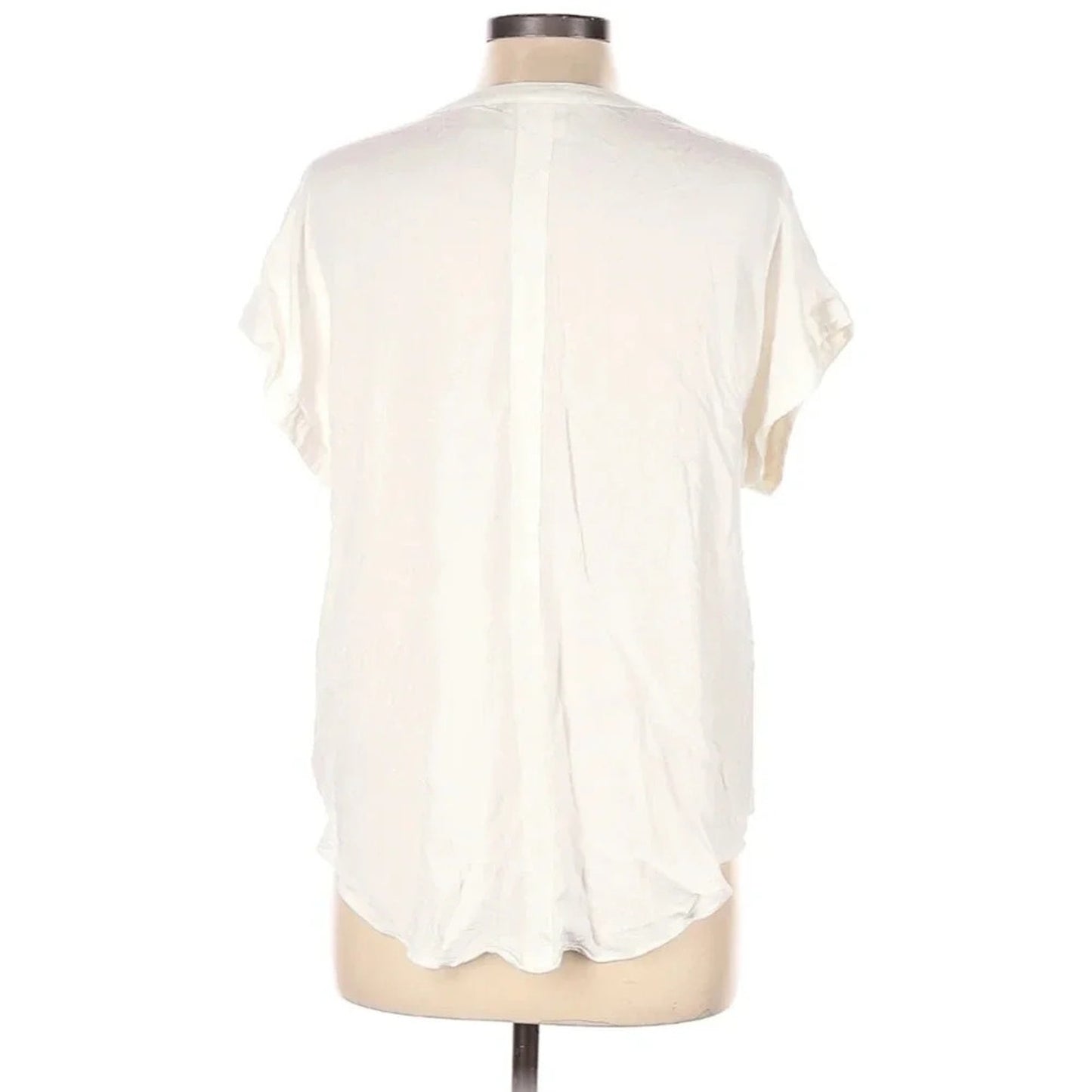 Chico’s White Button Down Tie-Front Blouse | Women Size 2 (Large) Rayon Short Sleeve