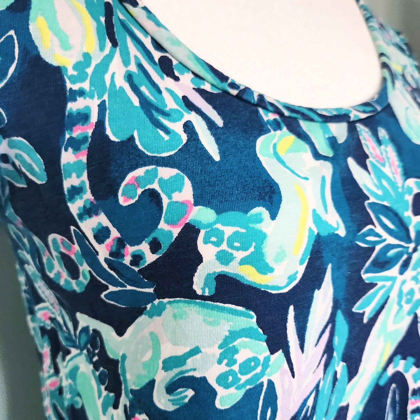 Lilly Pulitzer Beacon T-Shirt Dress | Tidal Wave Blue Lemurs Print | Women’s Size S Pima Cotton