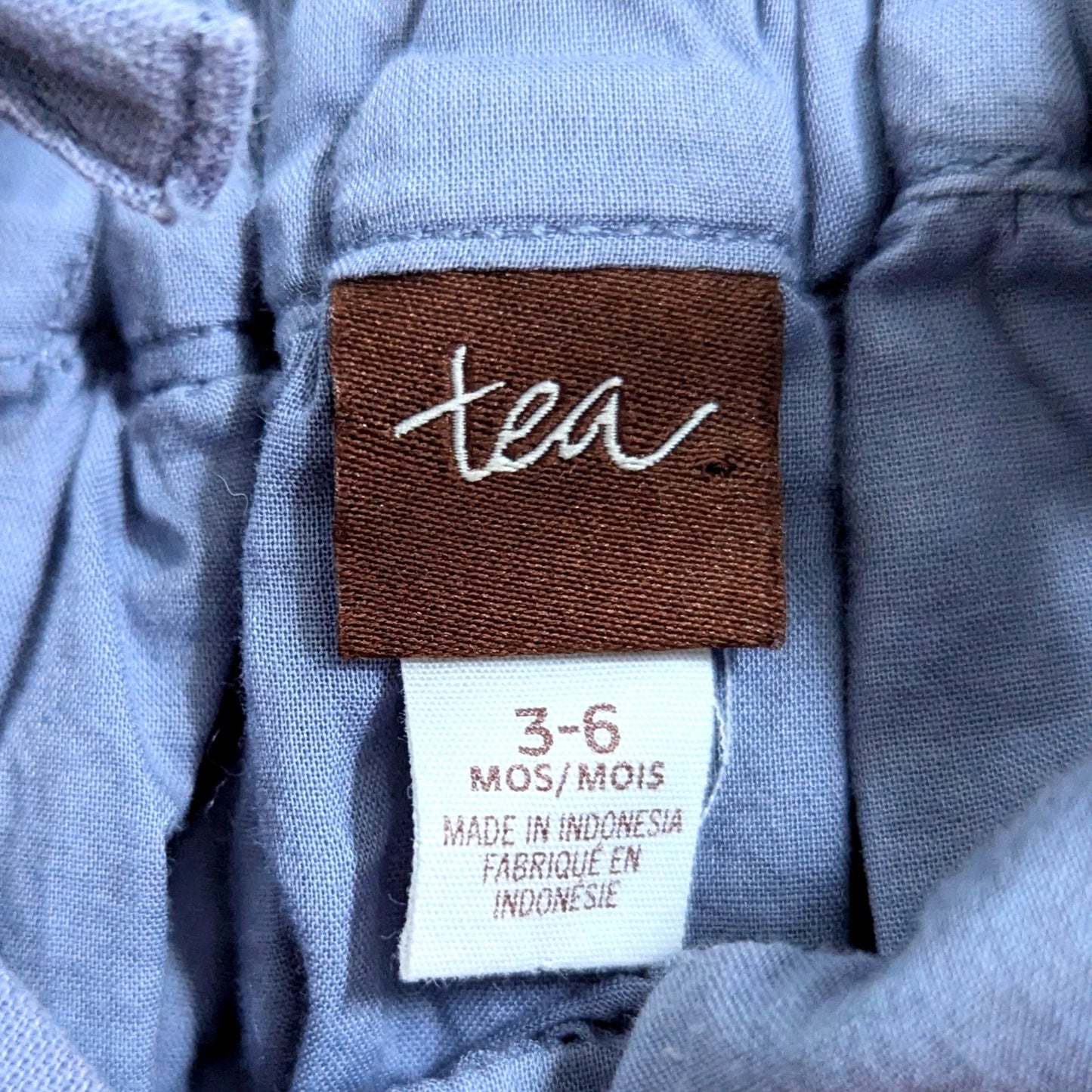 Tea	Collection Linen Blend Blue Chambray Red Embroidered Dress Size 3-6 months