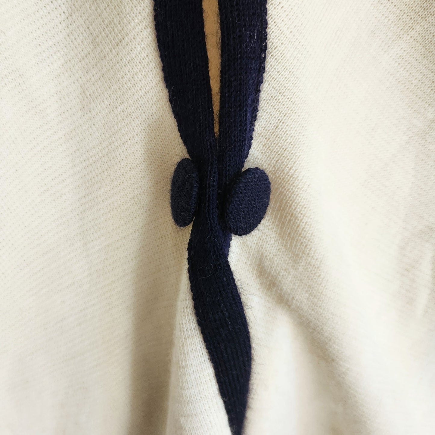 Retro-Inspired Cream Cape Jacket with Navy Trim | Classic Mod Style | Open Front