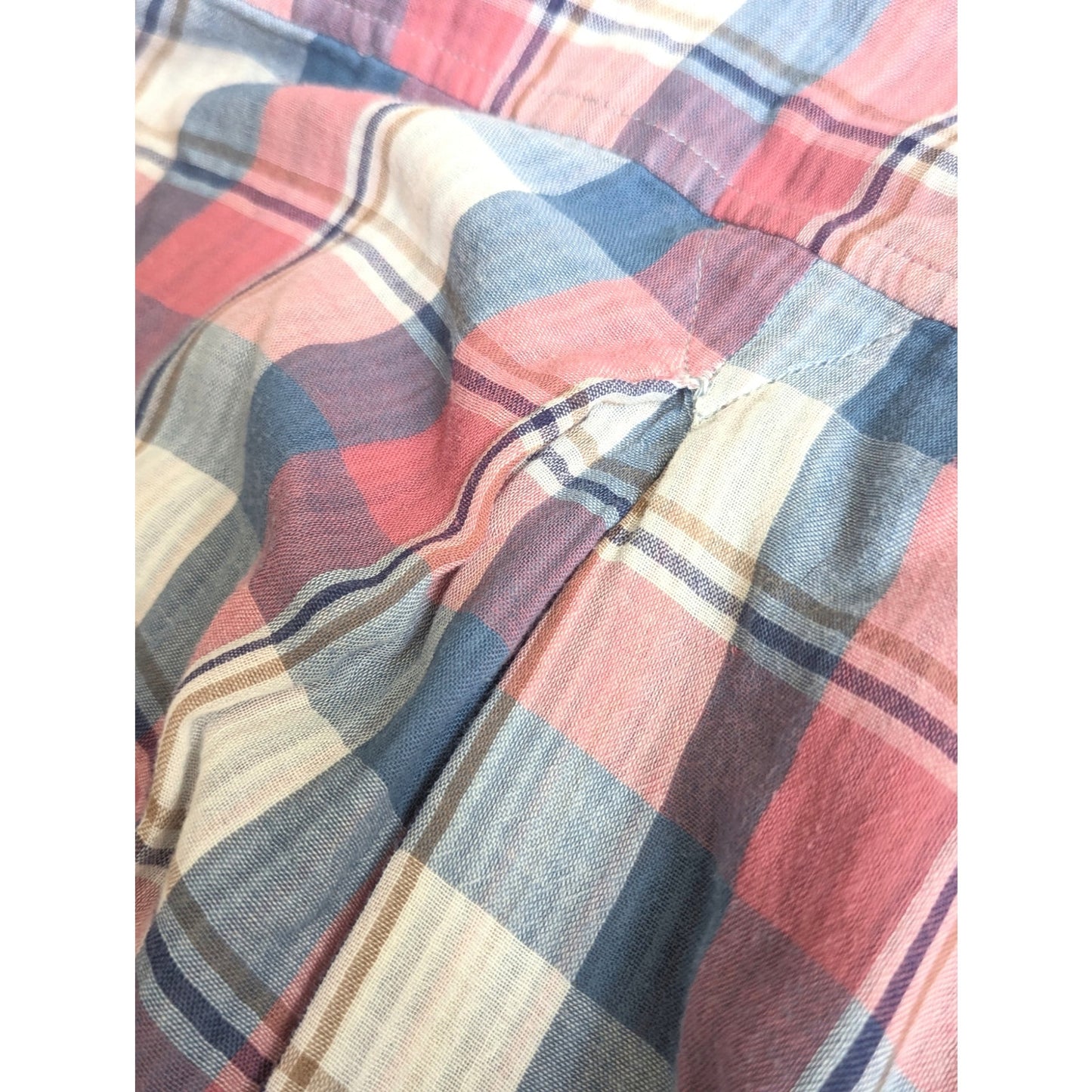 Anthropologie Holding Horses Plaid Tunic Top | Women’s 6 | Pink Mauve Blue Cotton Gauze | High Low Blouse