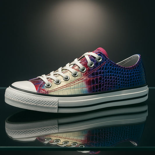 Converse Chuck Taylor All Star Limited Edition Metallic Croc Skin Sneakers – Unisex Men 3 / Women 5 – Rare Statement Pair