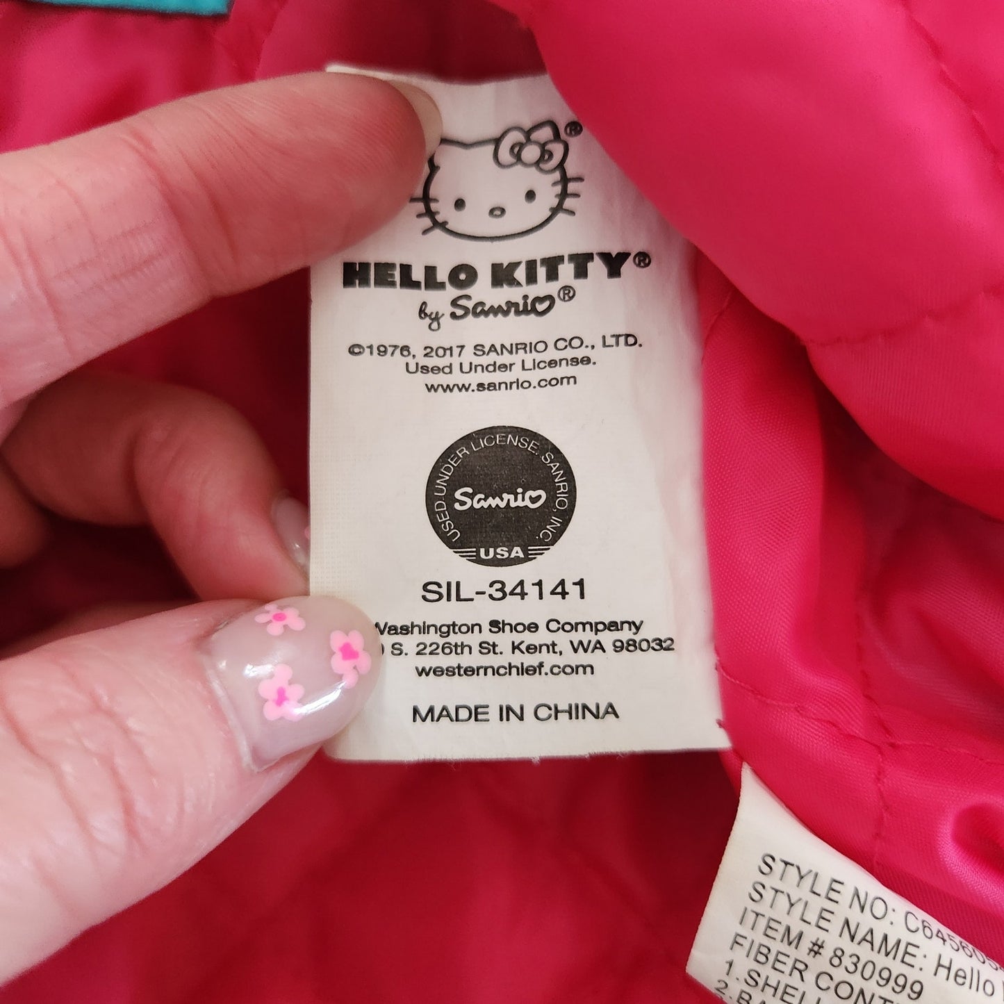 Western Chief Sanrio Hello Kitty in Flight Raincoat – Toddler Girls 2T, Turquoise with Pink Accents, Fleece Lined