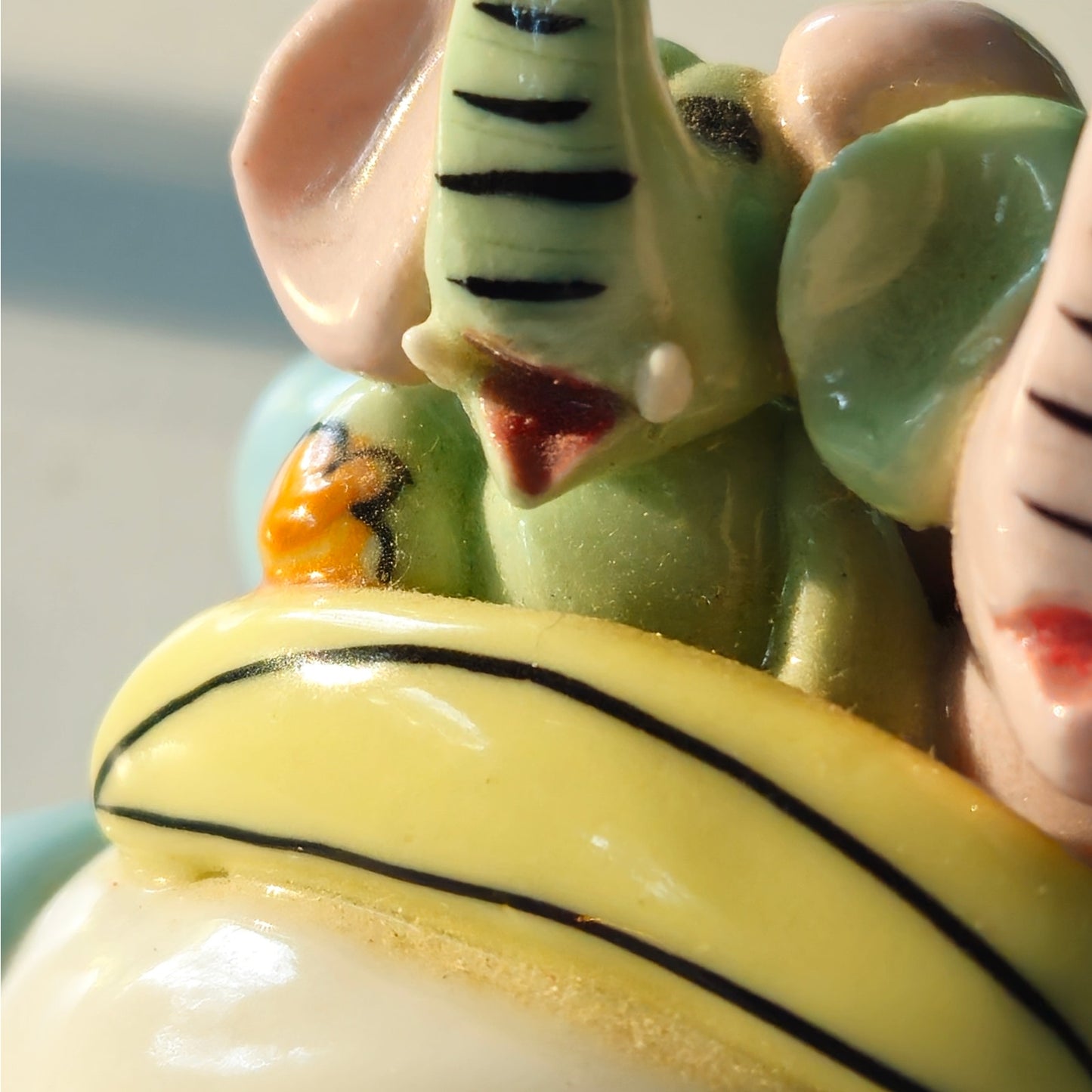 Vintage Ceramic Elephant Car Figurine