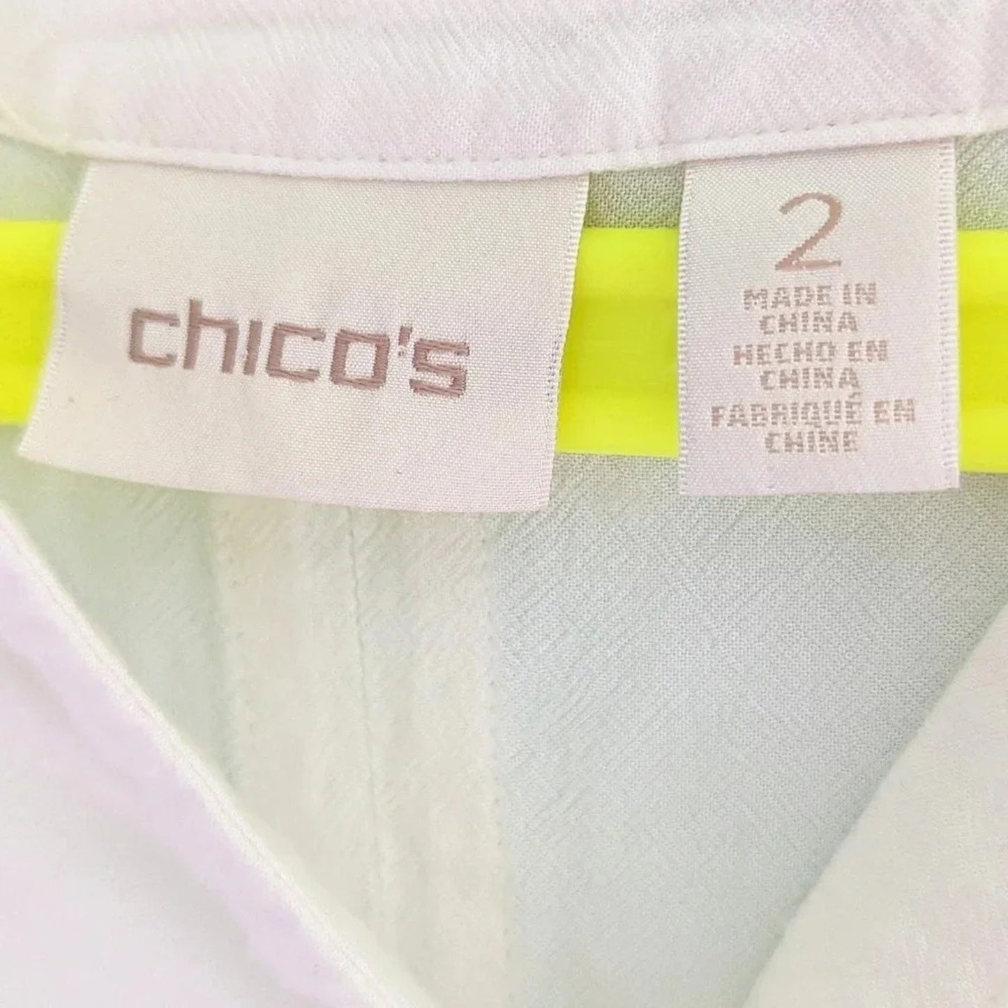 Chico’s White Button Down Tie-Front Blouse | Women Size 2 (Large) Rayon Short Sleeve