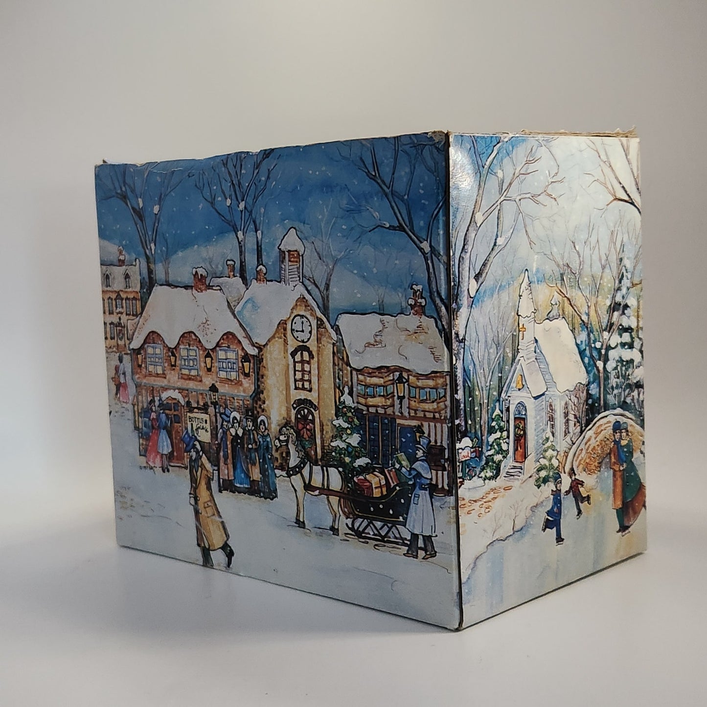 1991 Christmas Village Porcelain Lighted House – Snow-Covered Colonial with Box