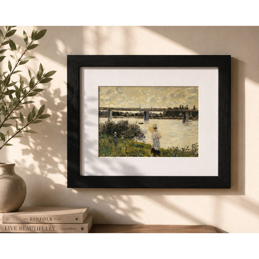 The Promenade with the Railroad Bridge, Argenteuil by Monet | Seine Framed Print