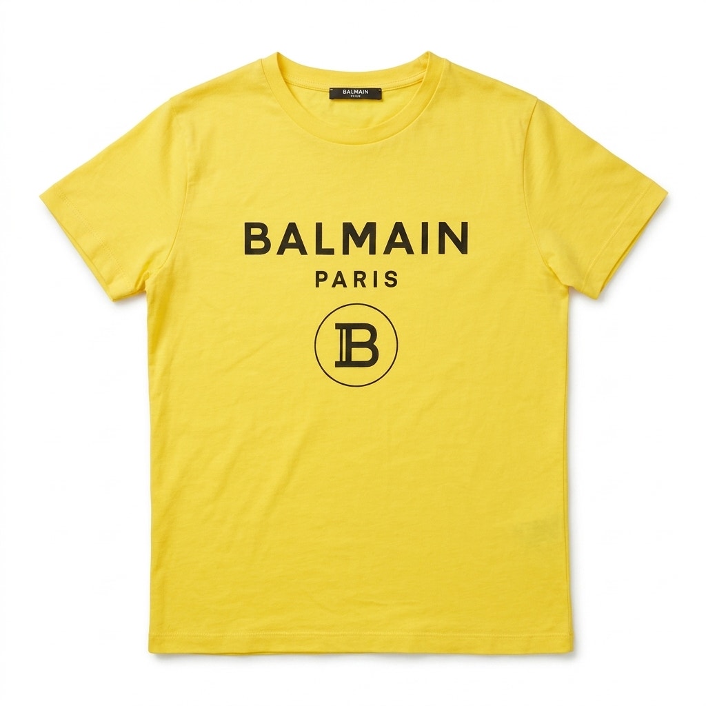 Balmain Paris Kids Logo T-Shirt | Vibrant Yellow 100% Cotton | Youth Size 10 / M